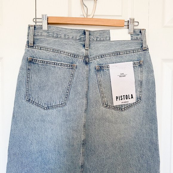 ✨ NWT ✨ Pistola - Alice Denim Midi Skirt - Brooklyn Wash - size 28 - Picture 12 of 14